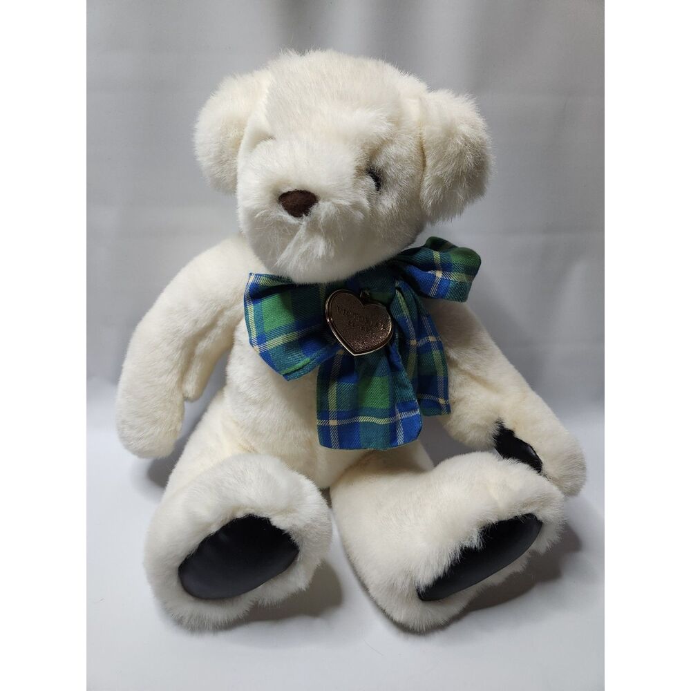 GUND 1992 Cream Teddy Bear Plush With Victoria’s Secret Heart Charm Ribbon